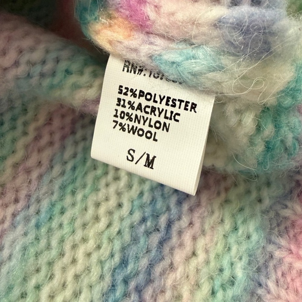 NWT Vernacular Pastel Rainbow Fringe Knit Button Front Cardigan S/M Soft Girl - Picture 7 of 8